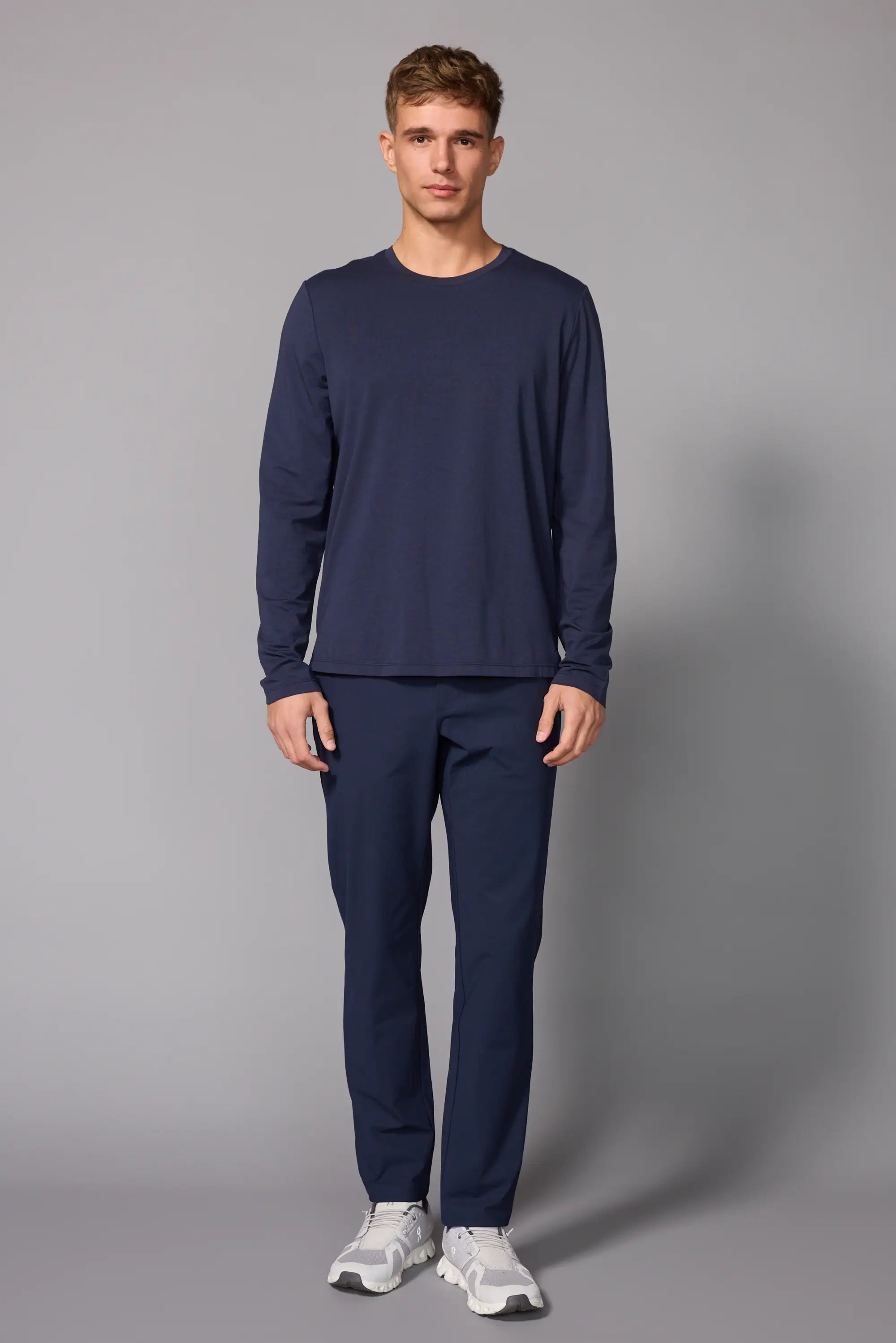 Pima Cotton Long Sleeve Tee - Navy Blazer