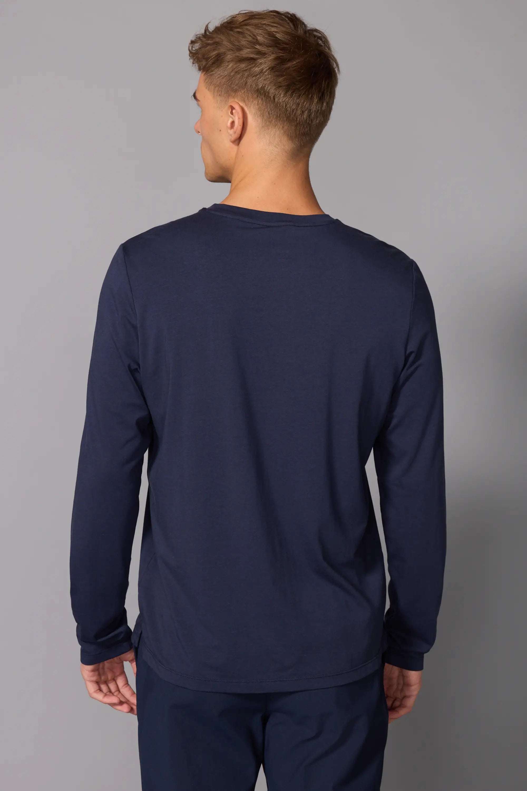 Pima Cotton Long Sleeve Tee - Navy Blazer