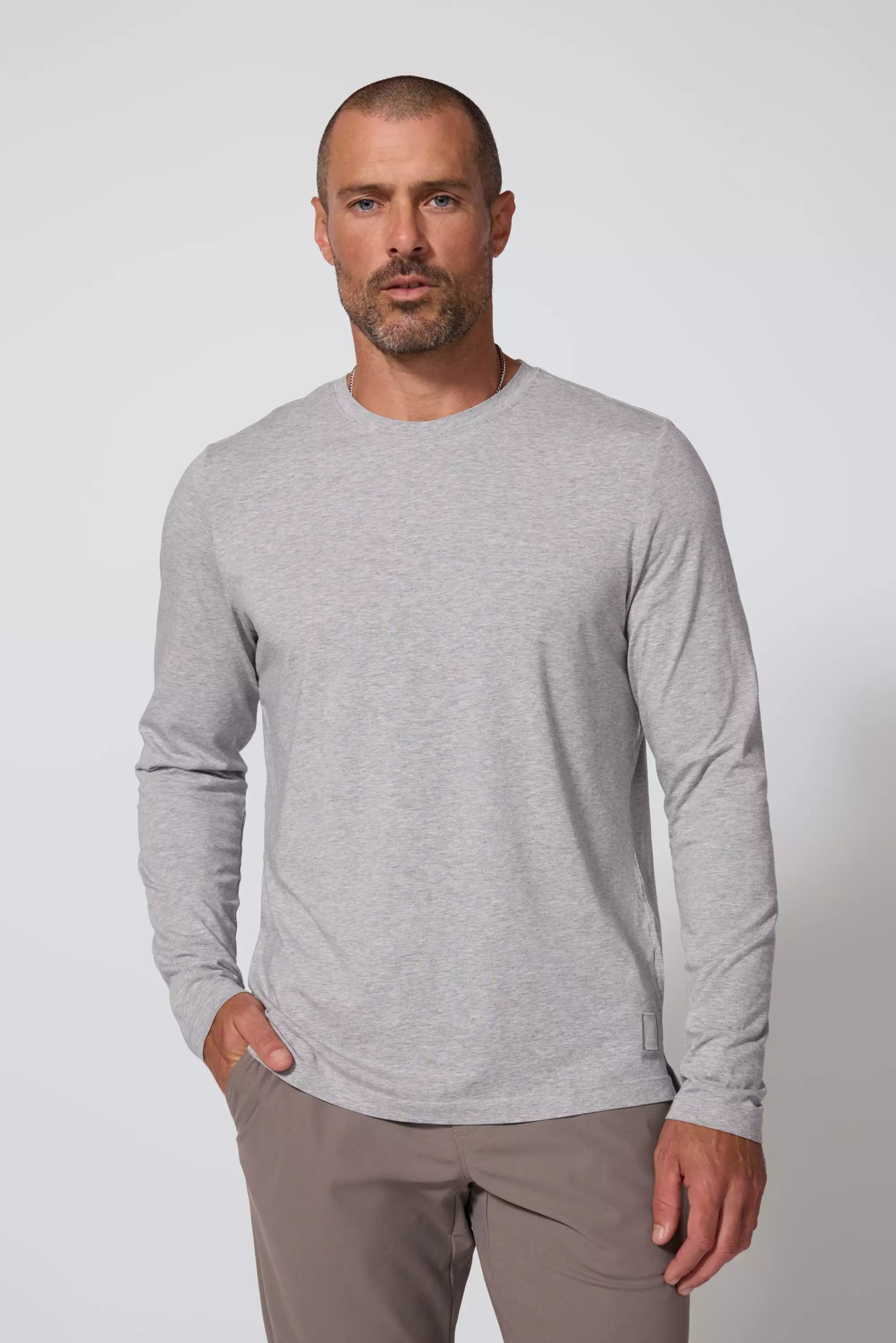 Pima Cotton Long Sleeve Tee - Htr Concrete