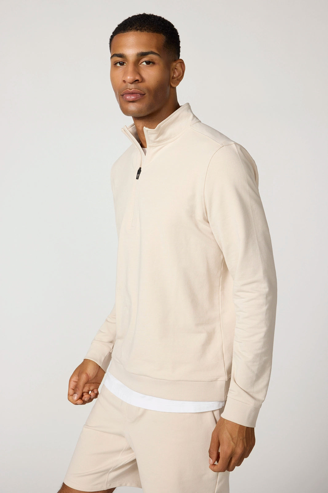 Luxe Terry Quarter Zip - Stone
