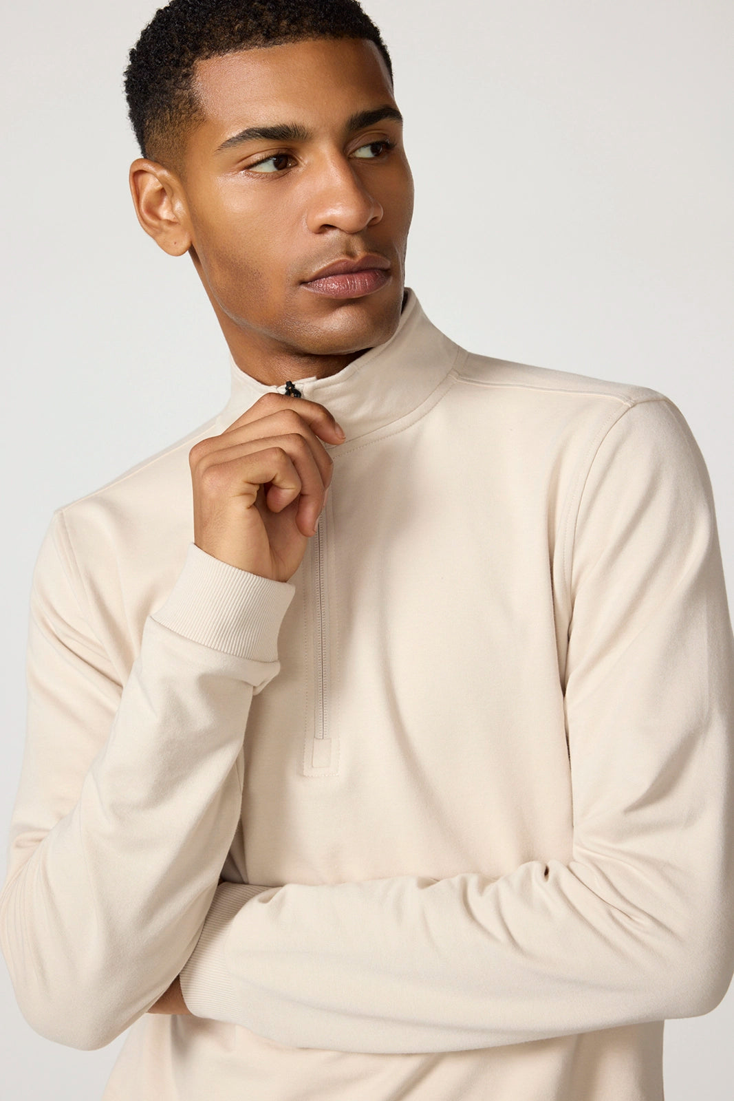 Luxe Terry Quarter Zip - Stone