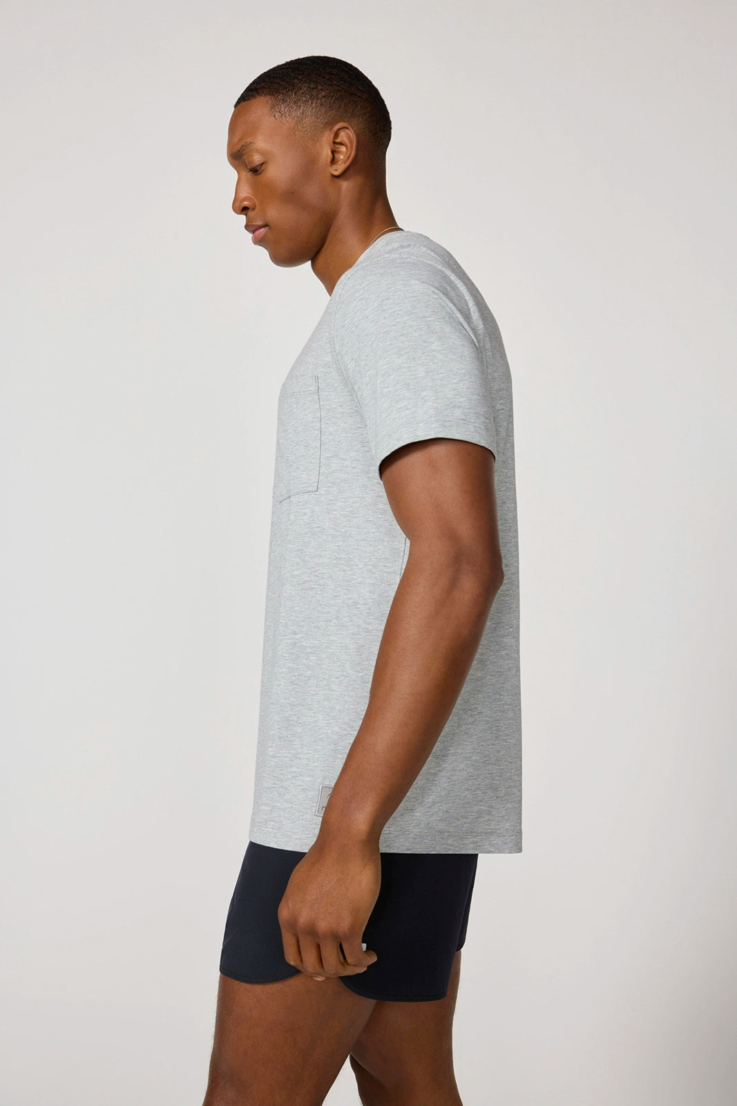 The Essential Pima Crew Pocket Tee - Htr Concrete