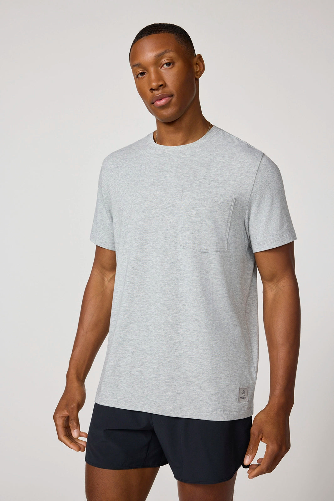 The Essential Pima Crew Pocket Tee - Htr Concrete