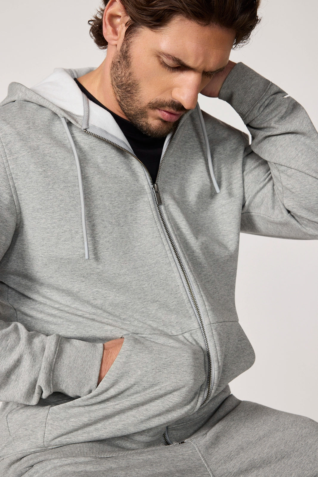 Ultrasoft Fleece Full Zip Hoodie - Htr Concrete