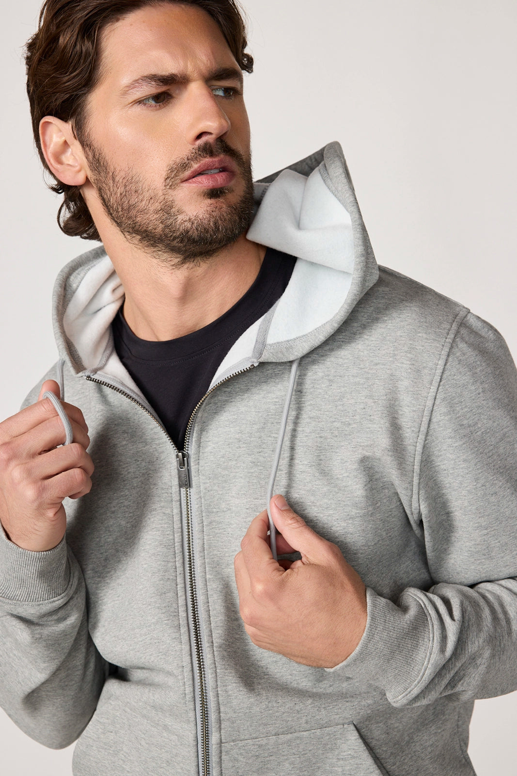 Ultrasoft Fleece Full Zip Hoodie - Htr Concrete