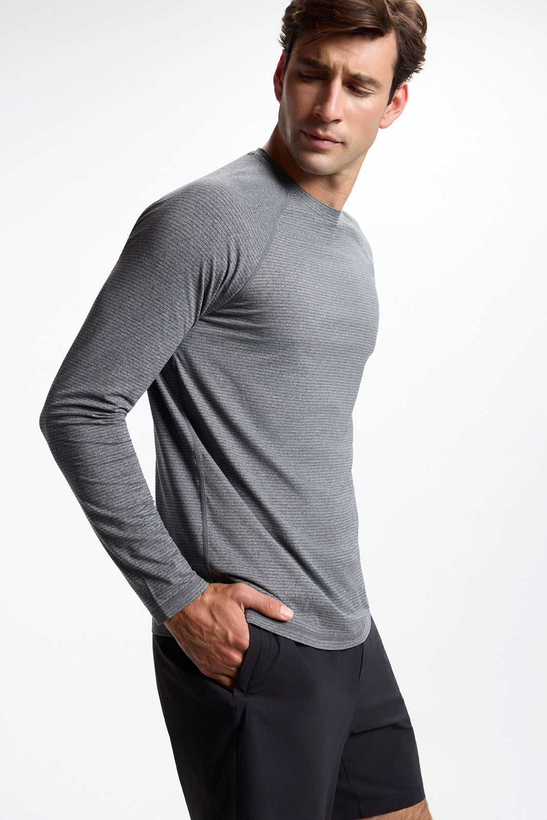 Rise and Conquer Long Sleeve Tee - Micro Chip/Black