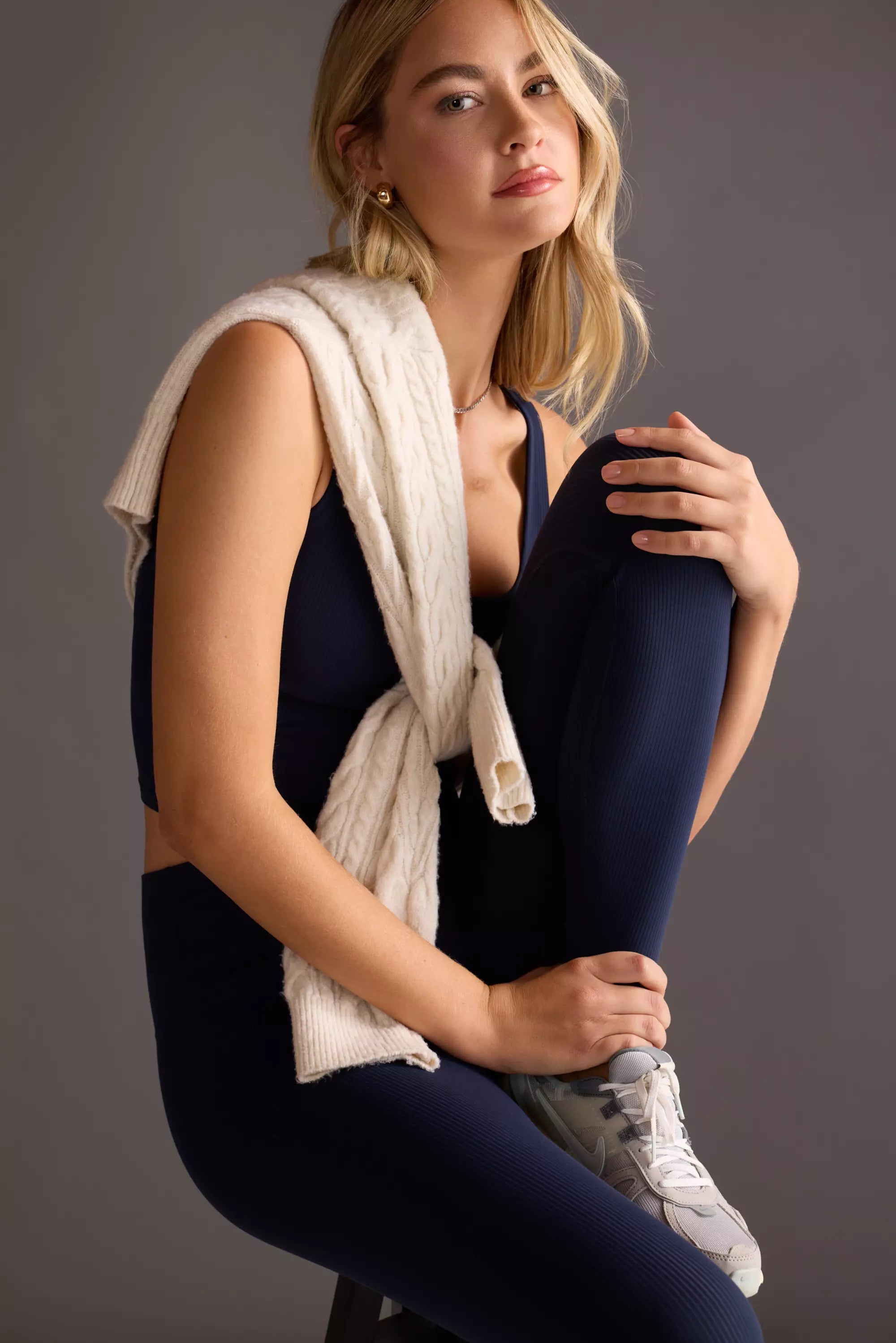 Ribbed Crop Tank - Deep Navy