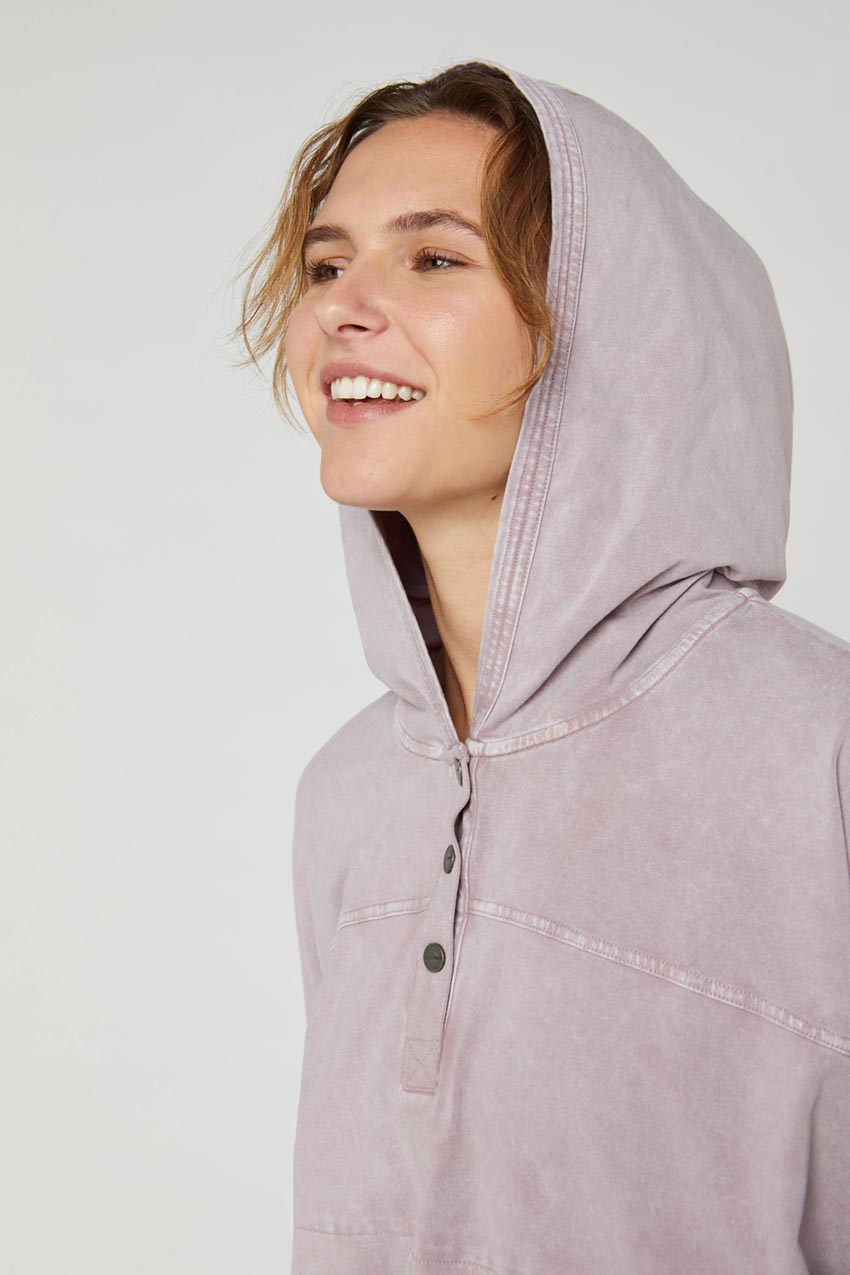 Amelia Washed Front Snap Hoodie