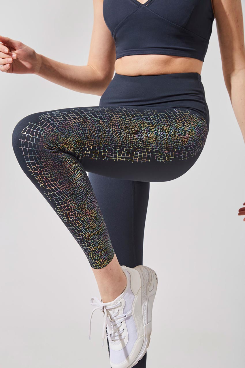 MPG iridescent cheetah print legging gym sport yoga workout activ