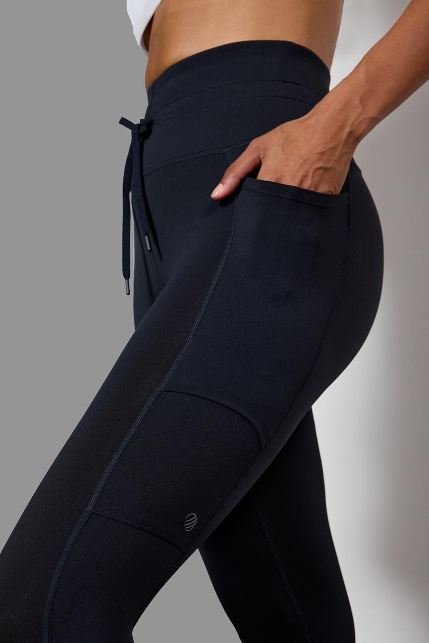 Women's Essential Workout Active Running Capri Leggings with Side Pockets -  Black / S