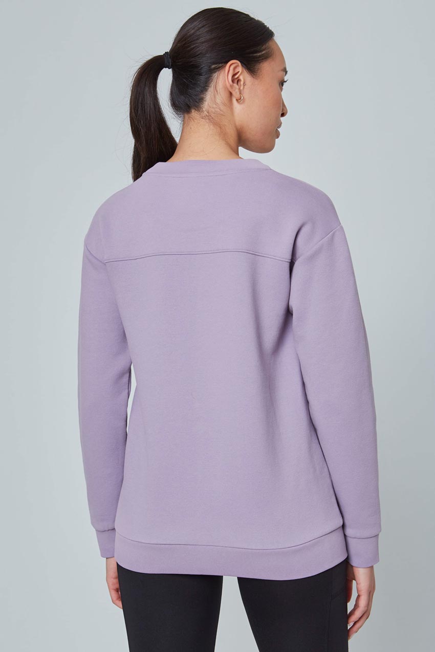 Mondetta Women's Printed Crewneck Active Sweatshirt (Purple, Medium)