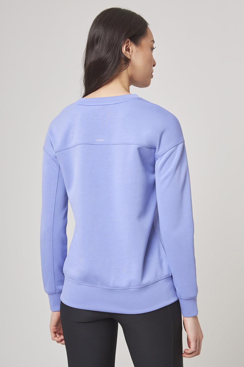 Mondetta Women's Printed Crewneck Active Sweatshirt (Blue, XXL)