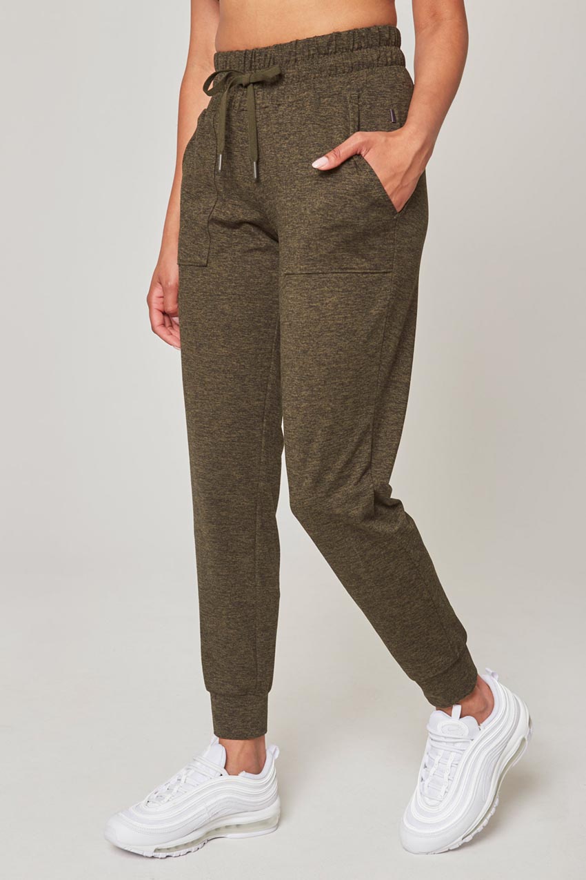 NEW!! Mondetta Women's Soft Recycled Material Peached Melange Jogger Pants  #21