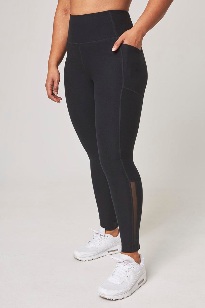 Senita Madelyn Black Workout Leggings Size XS Mesh Panels High Waist Pockets