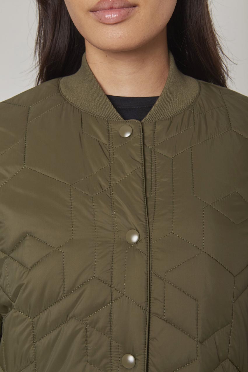 Women's Longline Quilted Bomber Jacket