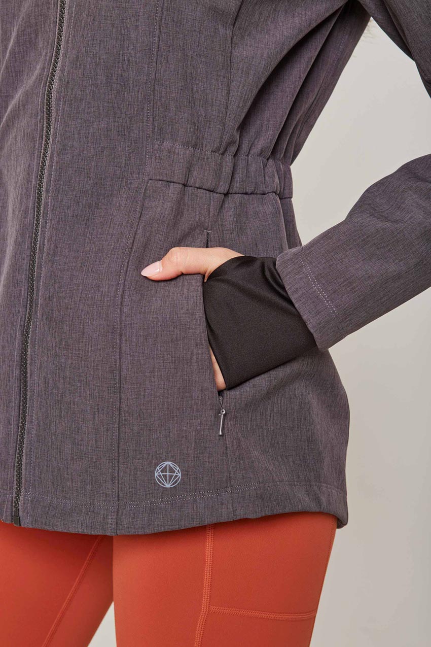 Mondetta Asymmetrical Jacket Women's Casual Gray Full Zip Cowl Neck Size  Small S