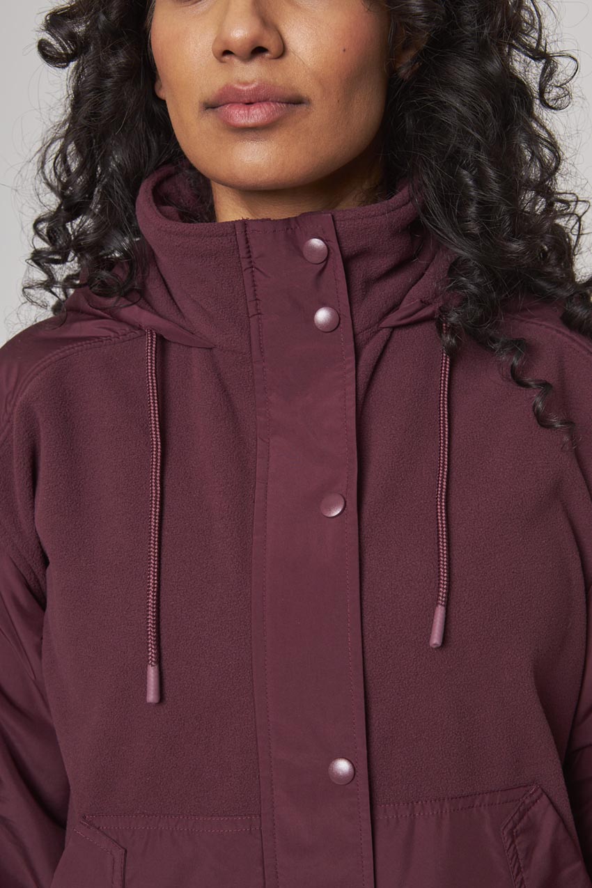 Women's Tek Gear Hooded Mixed-Media Jacket, Size: Medium, Black