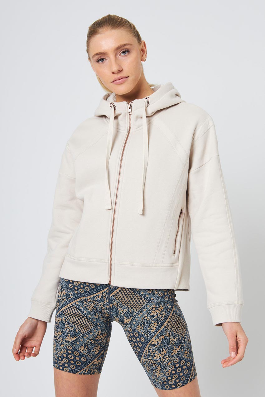 MPG Sport Ease Organic Cotton Recycled Zip-Up Hoodie  in Papyrus