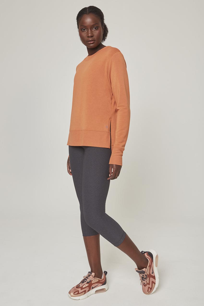 Serene Recycled Polyester TENCEL™ Modal Relaxed Side Slit Pullover - Sale