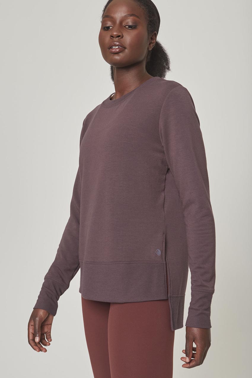 Serene Recycled Polyester TENCEL™ Modal Relaxed Side Slit Pullover - Sale