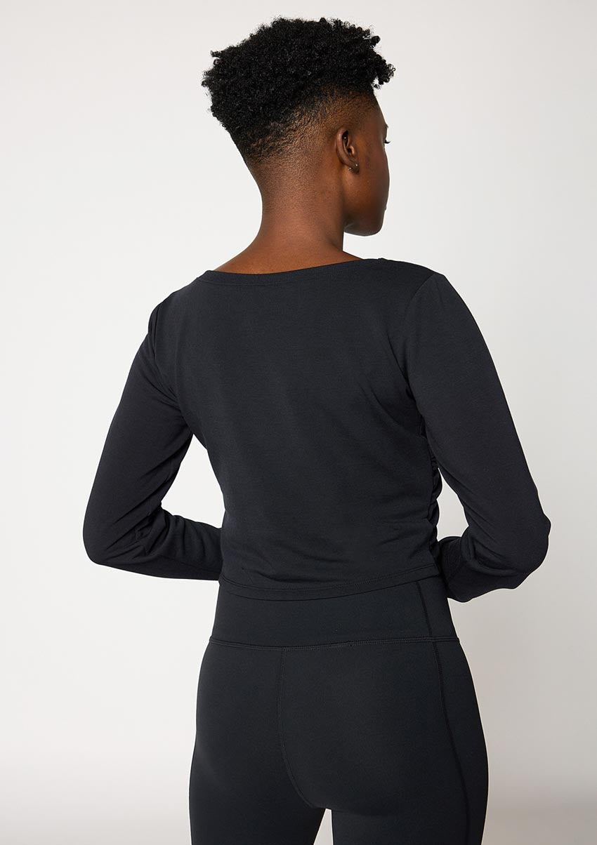 Serene Recycled Polyester Front Wrap Long Sleeve Top