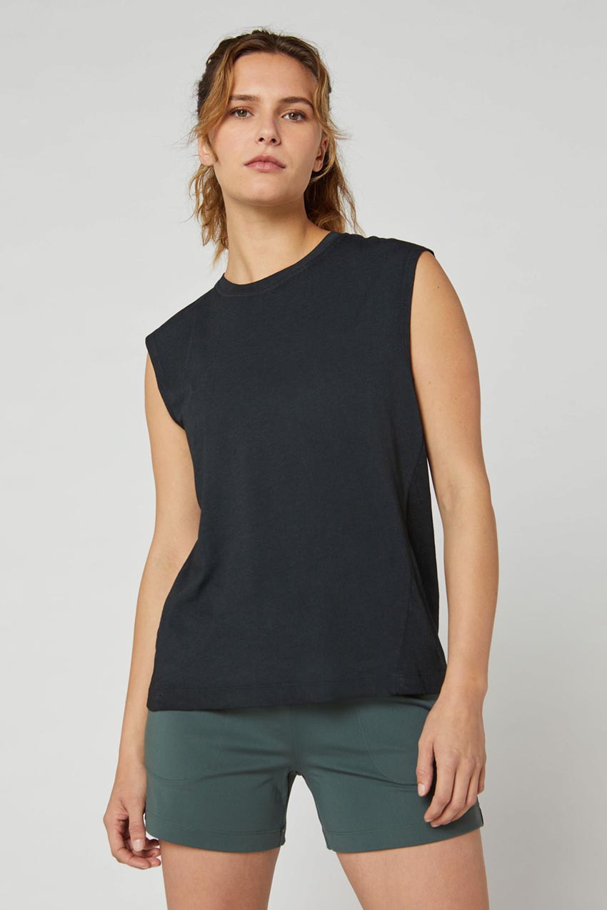 MPG Sport Calm Boxy Washed Tank Top  in Washed Black
