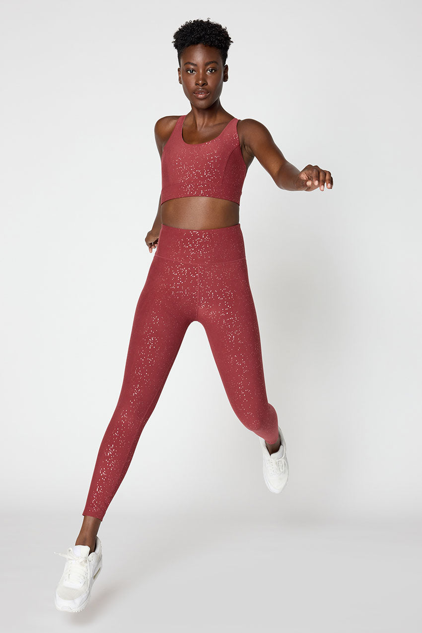 Explore Multi-Strap Glitz Print Sports Bra Peached