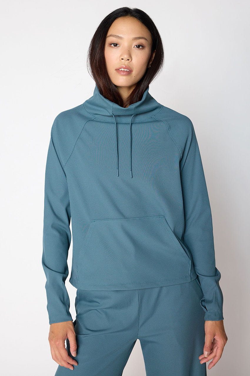 MPG Sport Repose Mock Neck Pullover  in Calm Teal