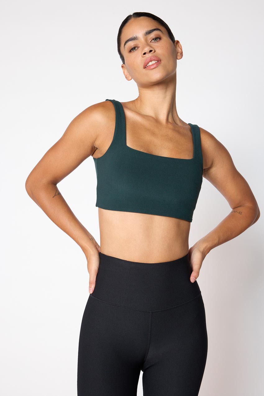 Explore Square Neck Light Support Sports Bra Peached