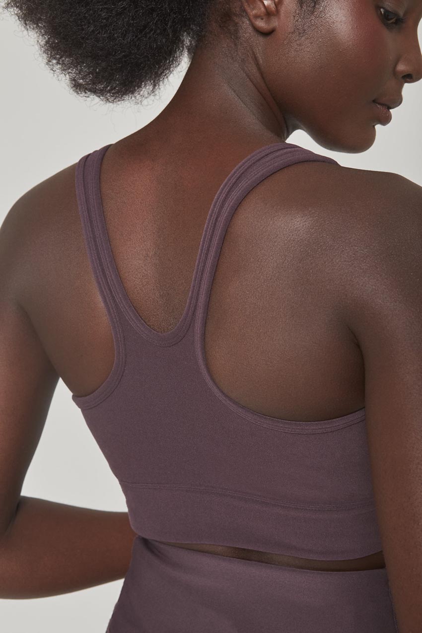 Explore Ruched V-Neck Medium Support Sports Bra Peached