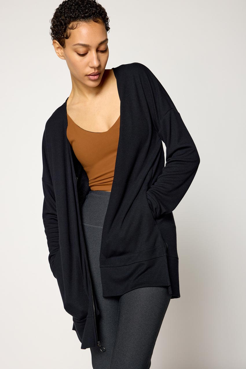 Symphony Recycled Polyester TENCEL™ Modal Ribbed Zip-Up Cardigan – MPG Sport