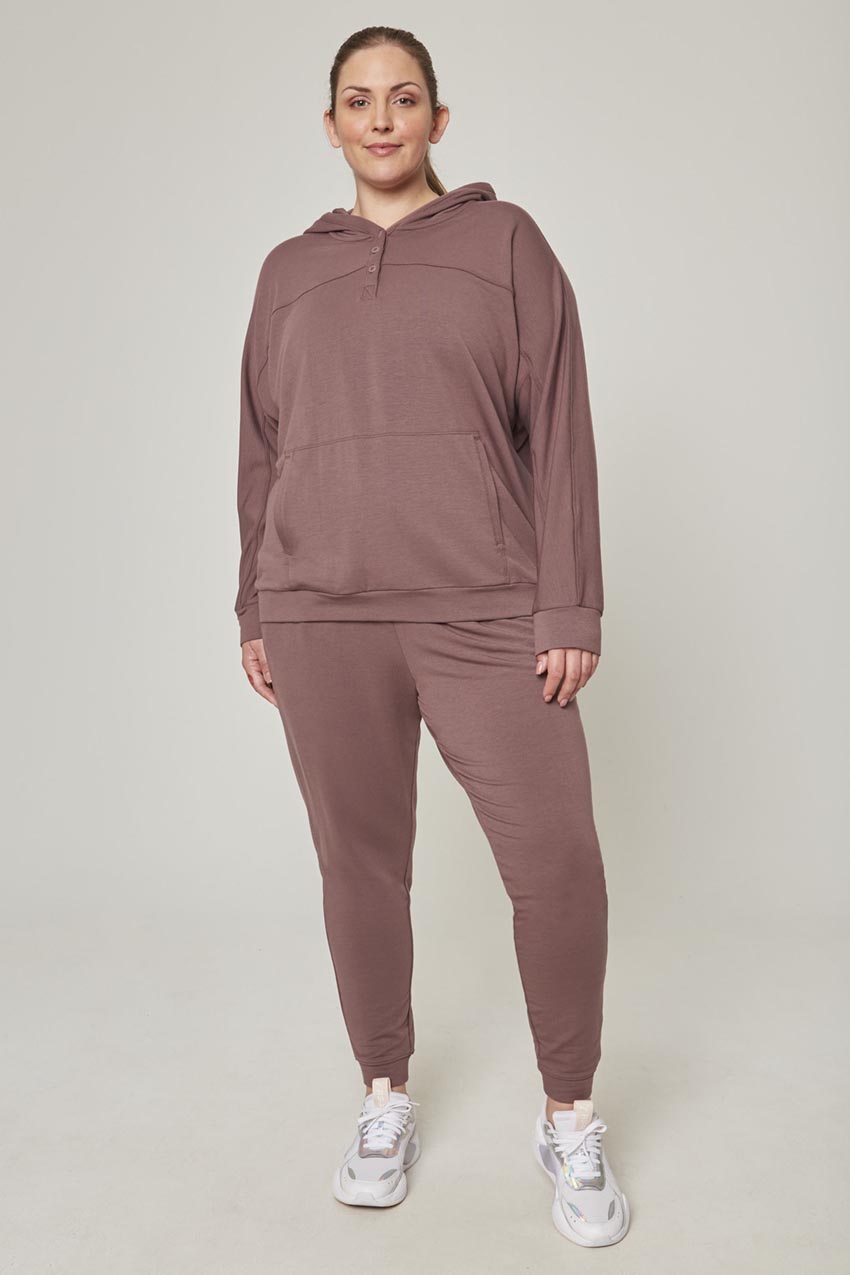 Serene Recycled Polyester TENCEL™ Modal Relaxed Hoodie with Placket