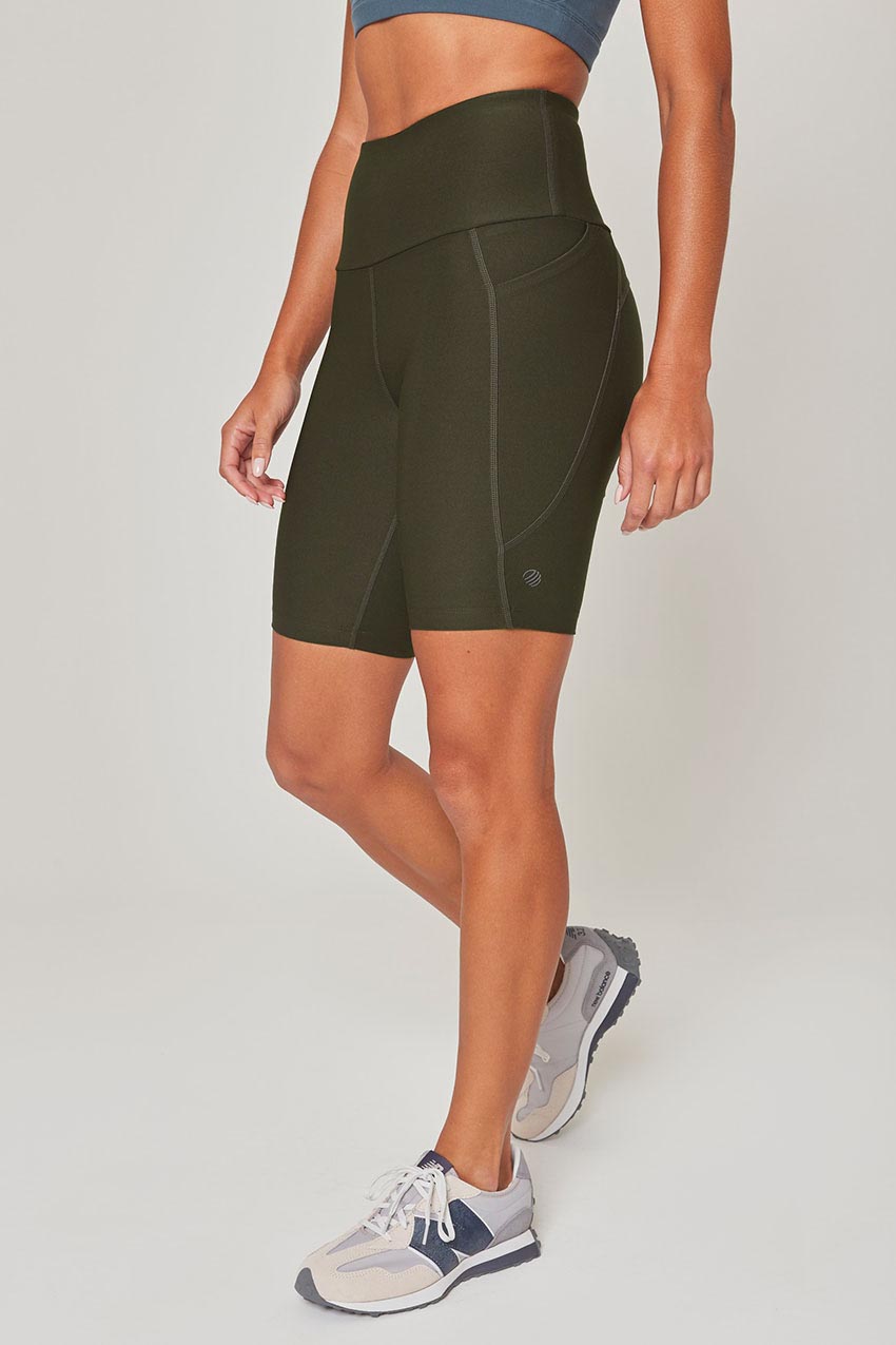 MPG Sport Explore Recycled High-Waisted 8" Bike Short - Sale  in Moss