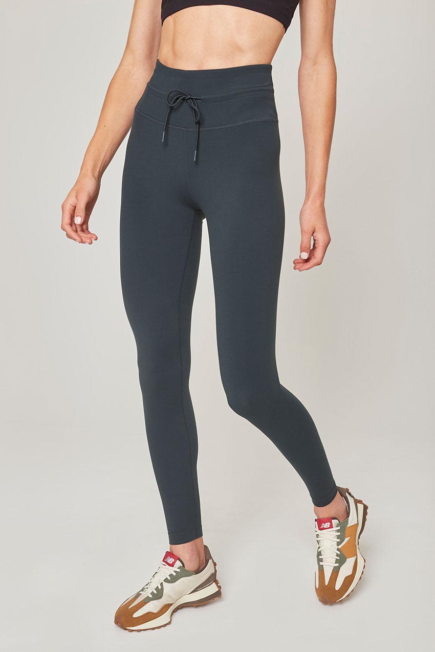 Velocity High Waisted 27" Drawcord Legging Dark Jade