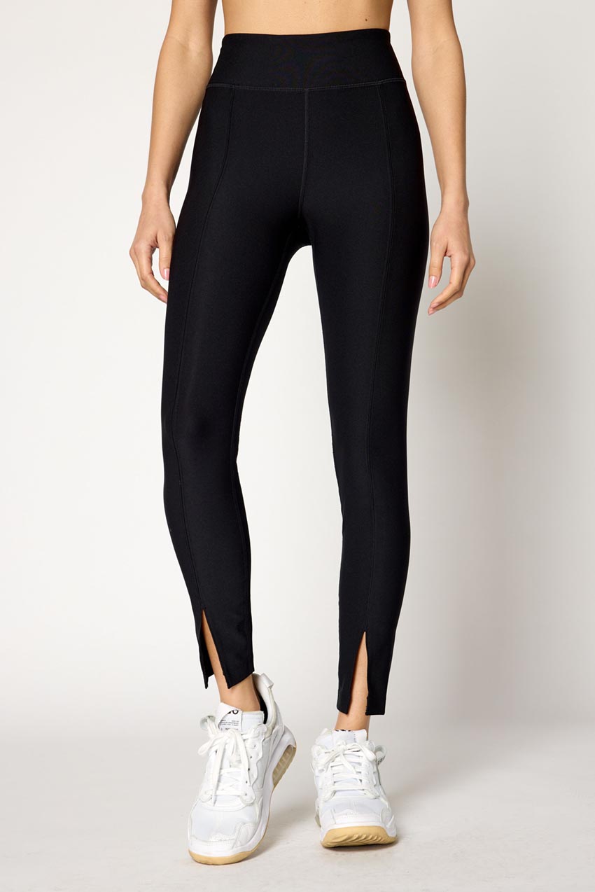 Balance Collection Women's High Rise Leggins Yoga Pants Zip Pocket 27'',  Black