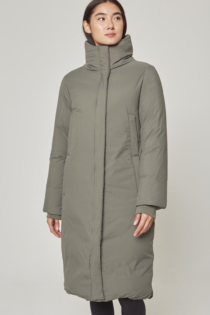 MPG Sport Emanate Maxi RDS Down Puffer with Stowaway Hood  in Calm Green