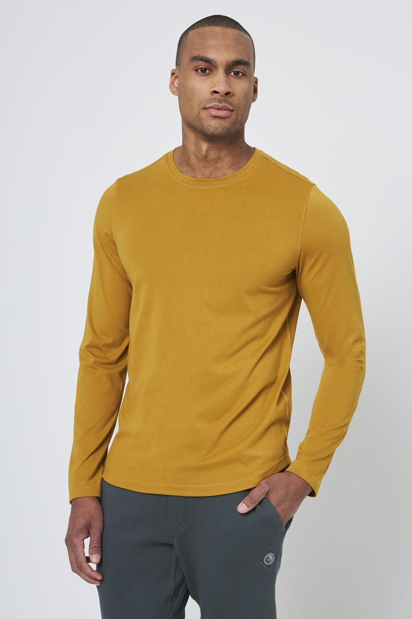 MPG Sport Achieve Long Sleeve with Curved Hem  in Old Gold