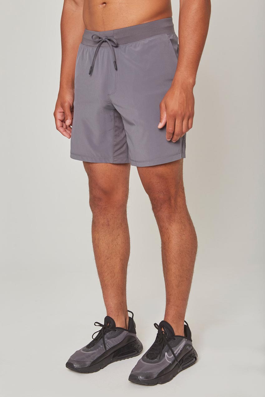 MPG Sport Stride 8" Recycled Polyester Unlined Short with Knit Waistband   in Steel Grey