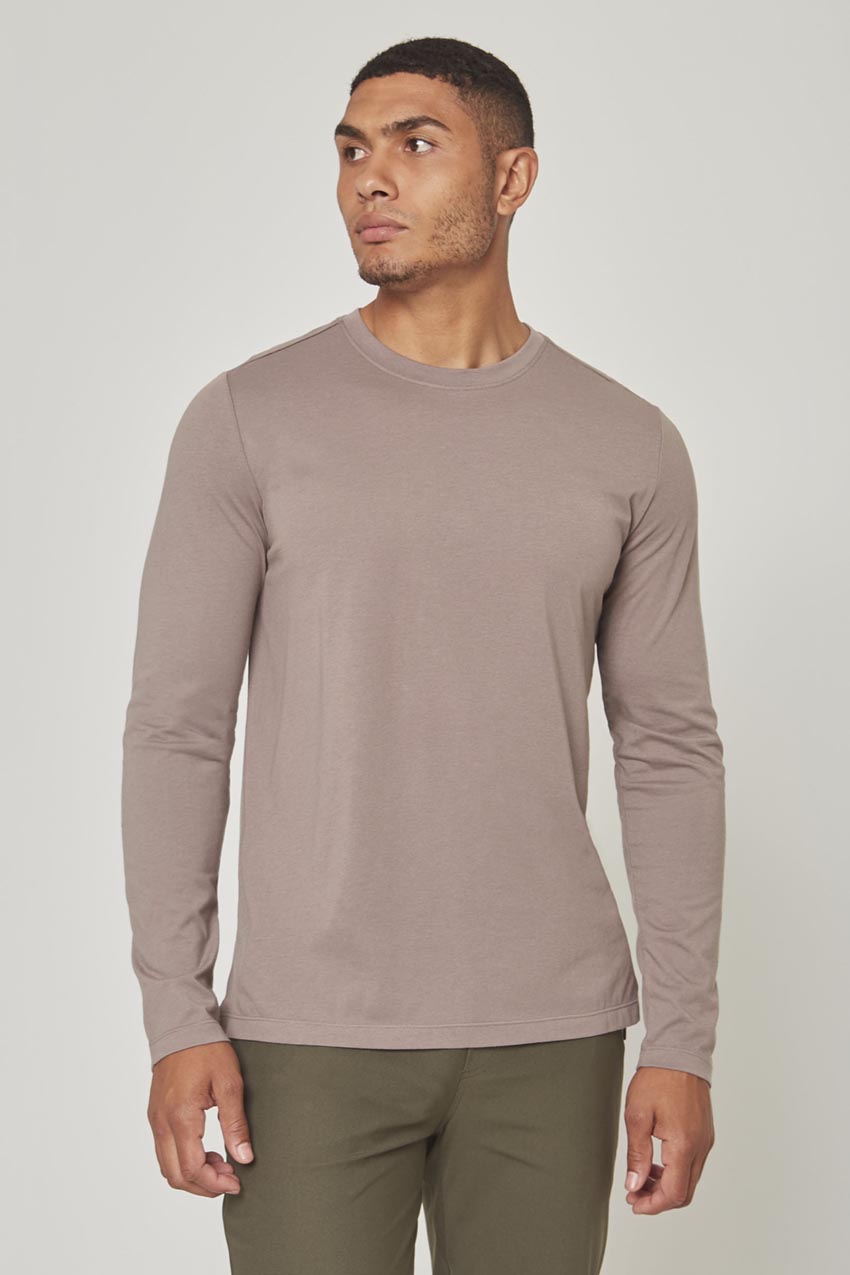 MPG Sport Achieve Long Sleeve Shirt with Side Slit  in Deep Taupe