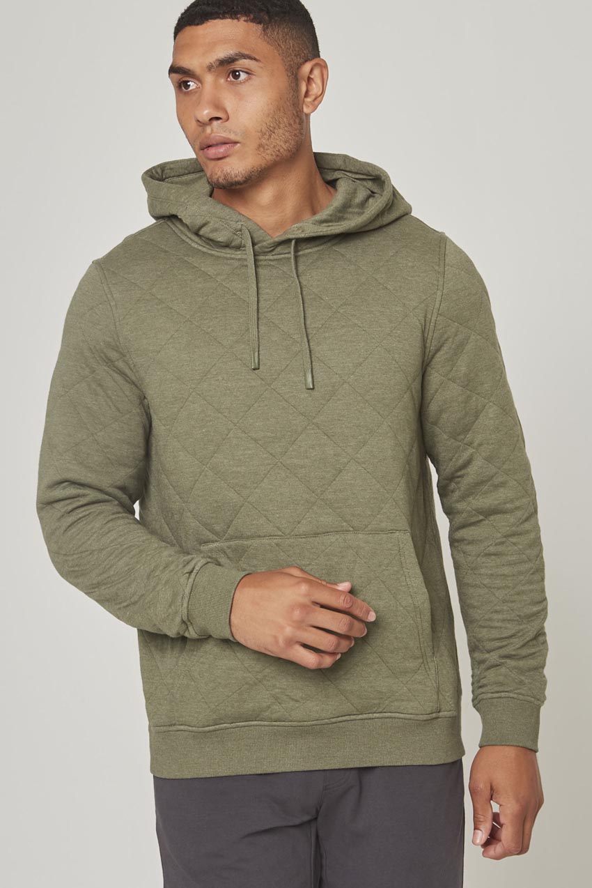 MPG Sport Aspire Relaxed Quilted Hoodie  in Htr Calm Green