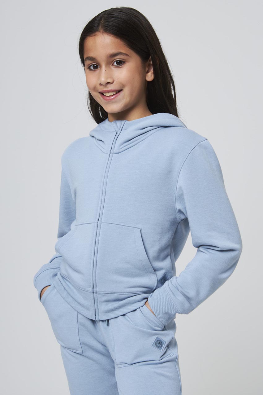 Serene Recycled Polyester TENCEL™ Cropped Girls’ Zip-Up Hoodie