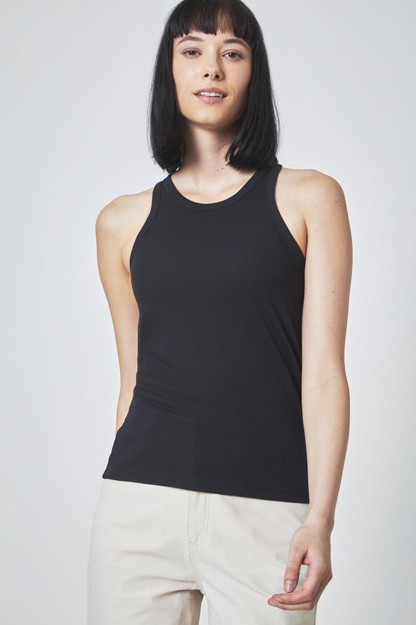 Modern Ambition Collaborate Ribbed Tank Top in Black