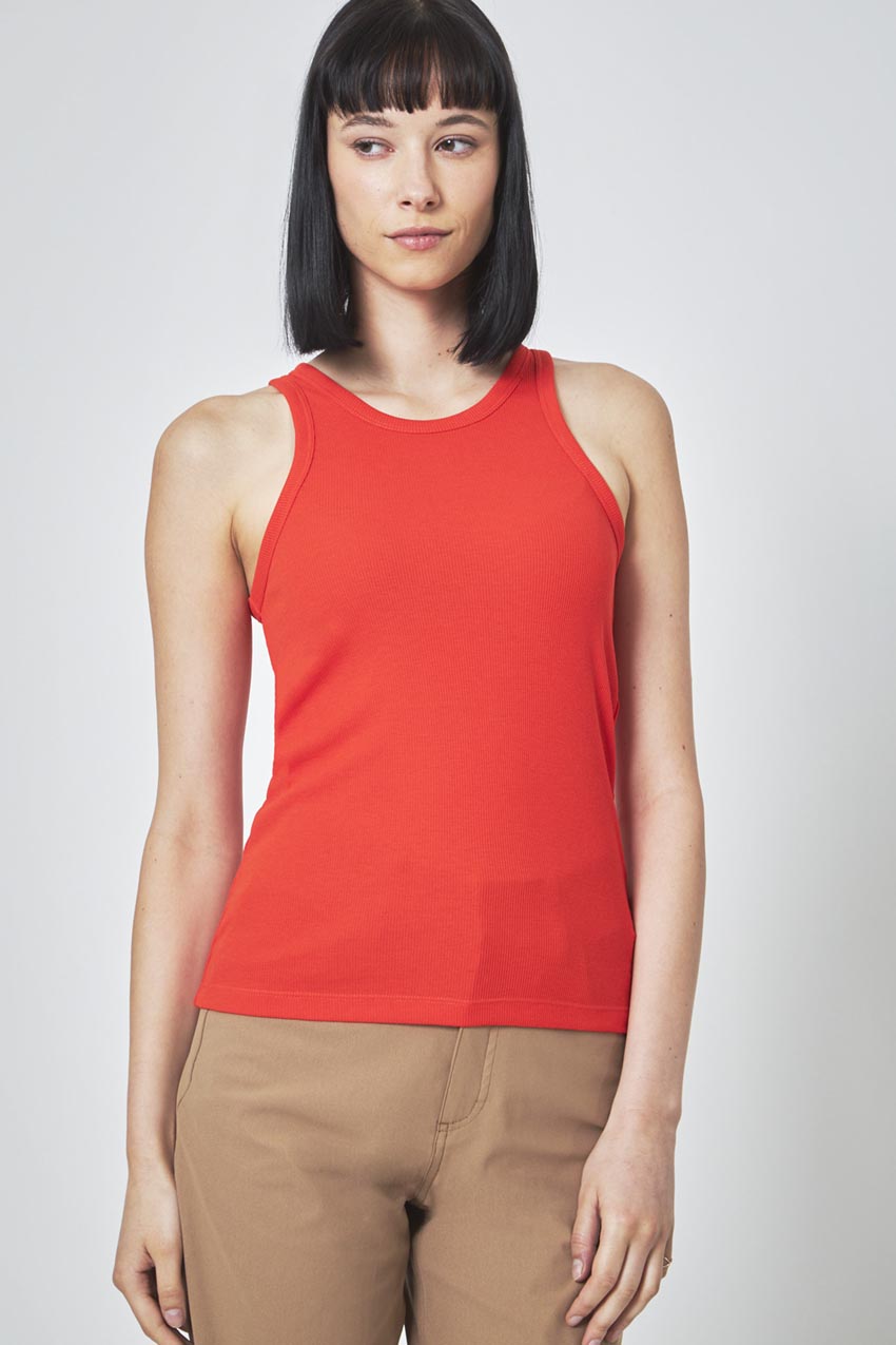 Modern Ambition Collaborate Ribbed Tank Top in Cherry Tomato