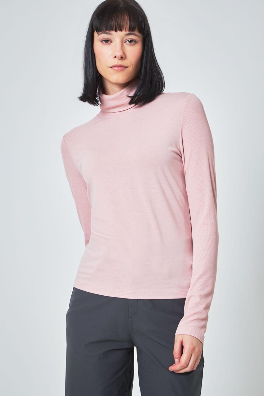 Expression Long Sleeve Turtle Neck Mixed Media Top