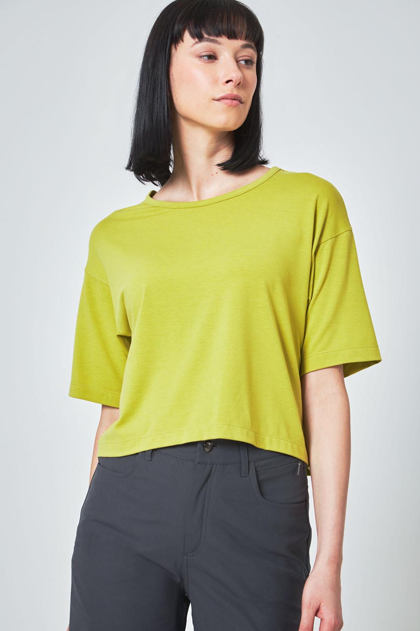Modern Ambition Expression Relaxed Fit Cropped Short Sleeve T-Shirt in Oasis