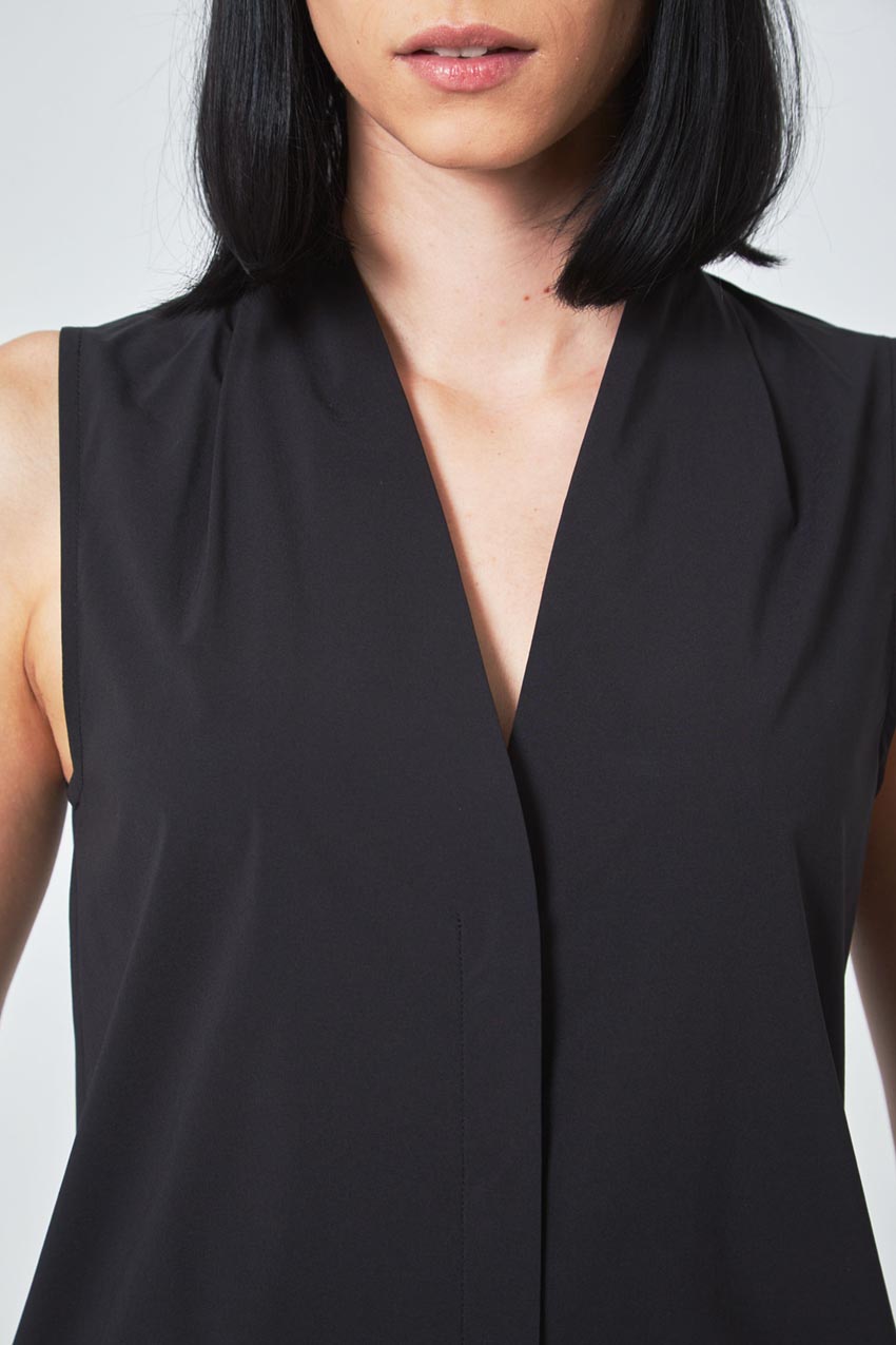 Resource Sleeveless V-Neck Blouse with Pleats