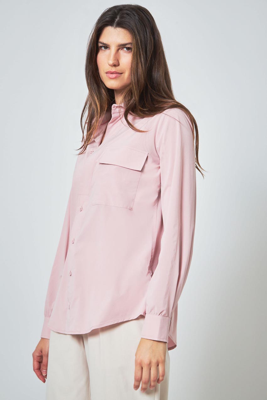 Modern Ambition Resource Relaxed Blouse with Pleated Sleeve Cuff Detail in Pale Mauve
