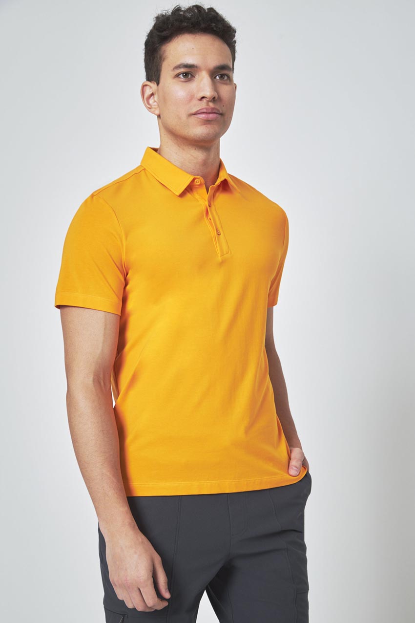 Modern Ambition Resonate Short Sleeve Polo in Flame Orange