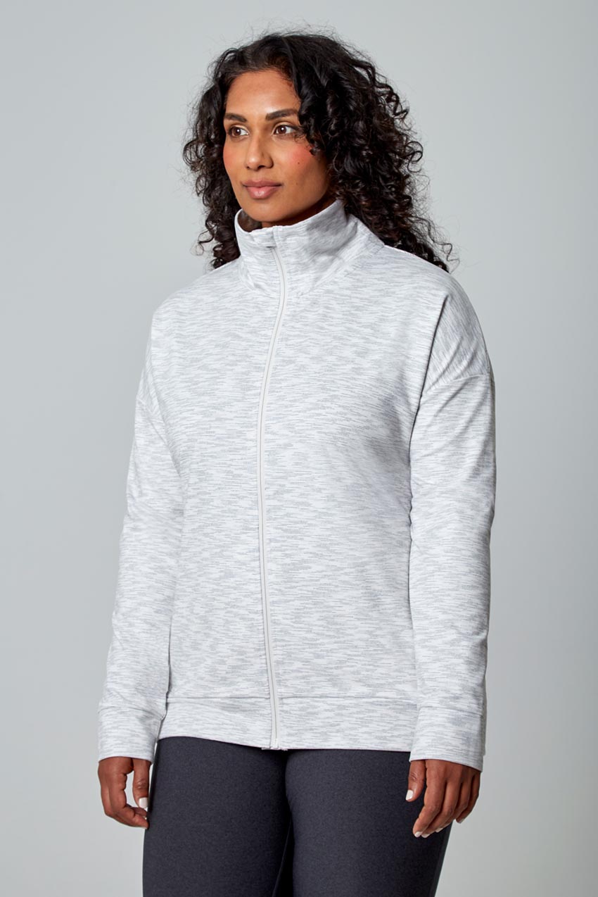Mondetta Space Dye Jacket in White/Grey Combo