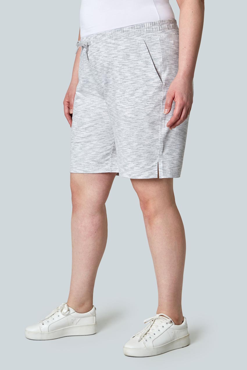 Mondetta Women’s Space Dye Bermuda Shorts in Light Grey Combo